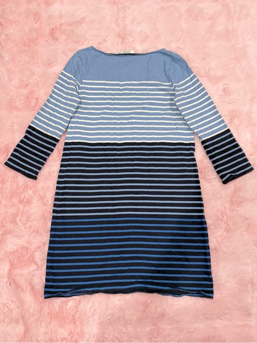 Boden Blue Stripe Three-Quarter Long Sleeve Dress - Picture 3 of 5